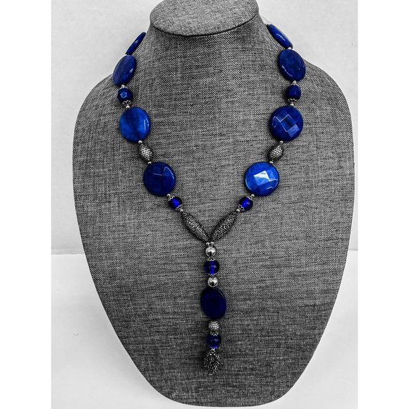 Lapis Lazuli & Druzy Necklace - Picture 2 of 11